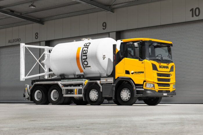 Allegro Transport Fahrzeugpark Scania 4 Achs Multilift Silosteller